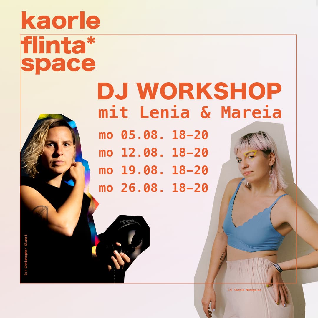 Bild für den flinta* DJ Workshop mit Lenia und Mareia, jeden Montag im August von 18 bis 20 Uhr